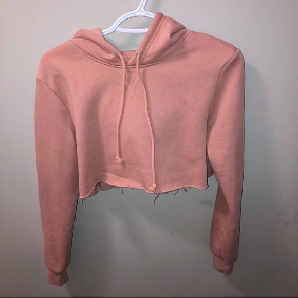 Salmon Pink Cropped Hoodie - Picture 1 of 4